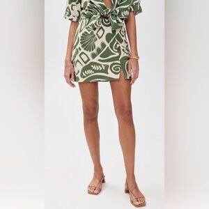 MINKPINK Green and Cream Printed Mini Skirt